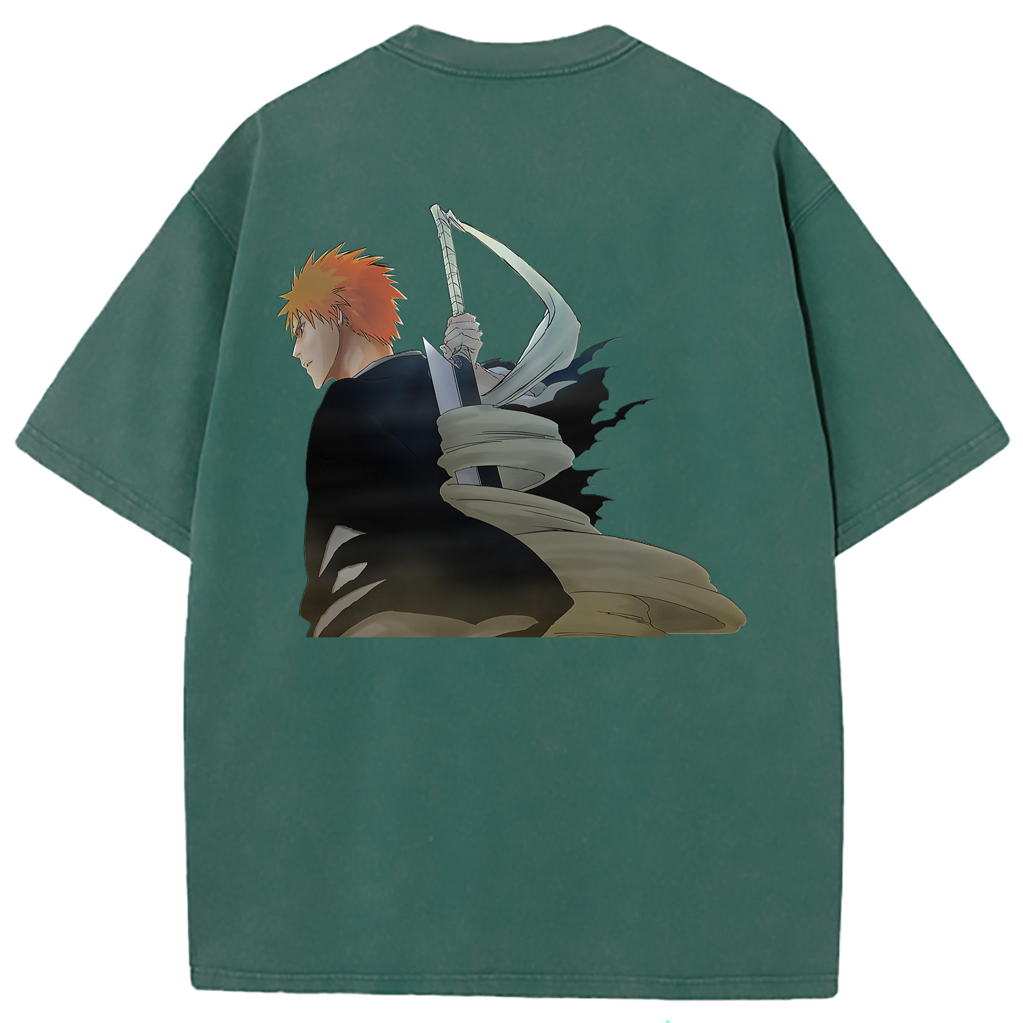 （画像用） ブリーチ 黒崎一護（くろさき いちご）BLEACH Kurosaki Ichigo 綿100% ヴィンテージ風 半袖Tシャツ（背面プリント）